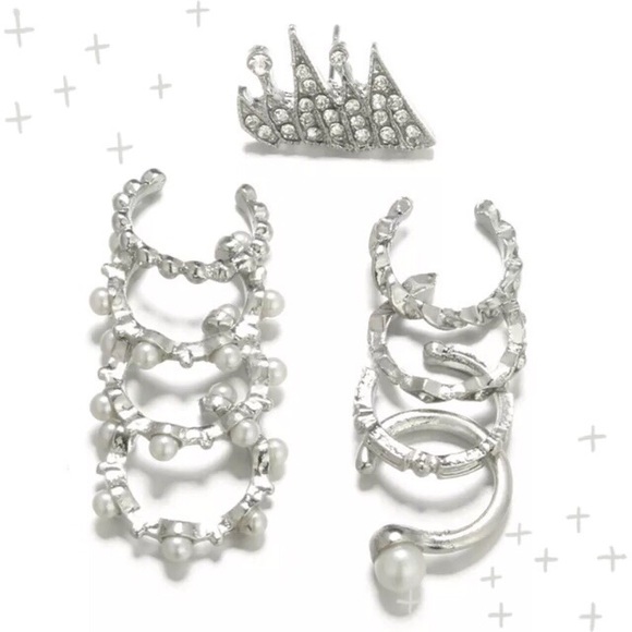 Ear Cuff Rhinestone & Pearl Bohemian Earring 2 Set - Picture 2 of 4